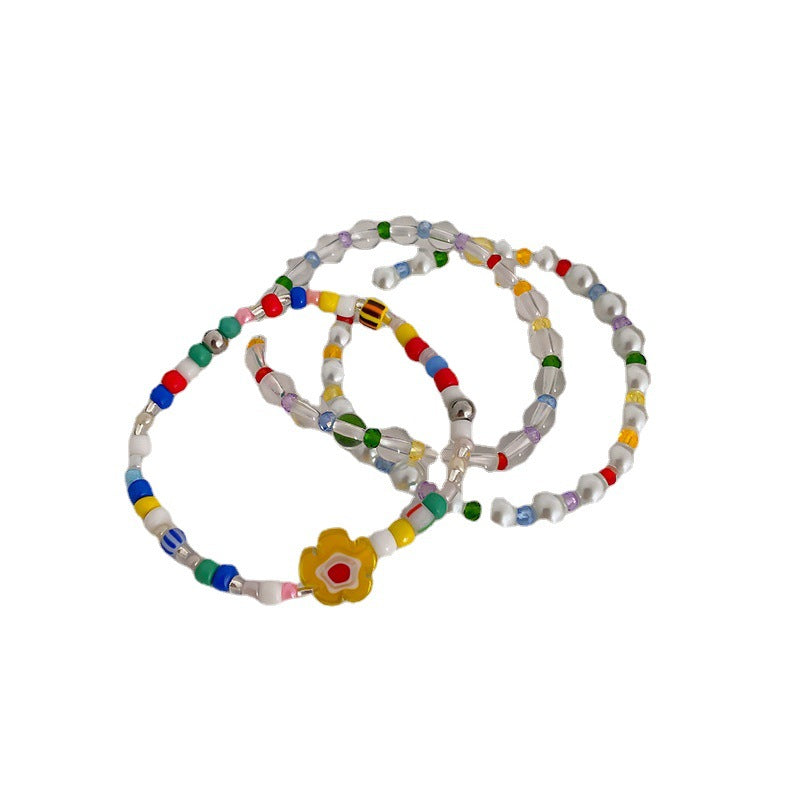 Pulsera de perla de flor de cristal de color al por mayor